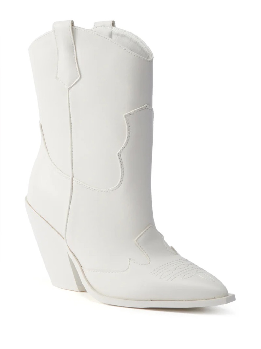 Azalea Wang BRIGGITTA White Western Cowboy Booties Boots